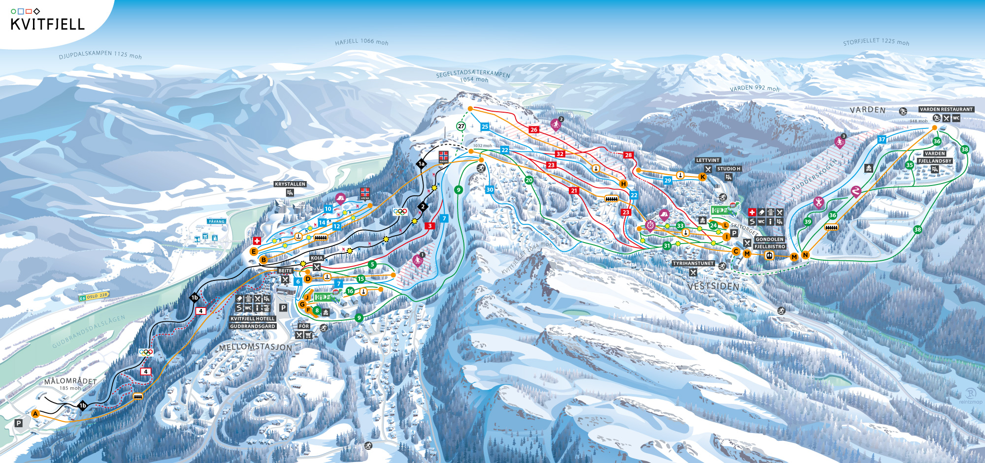 Kvitfjell piste map